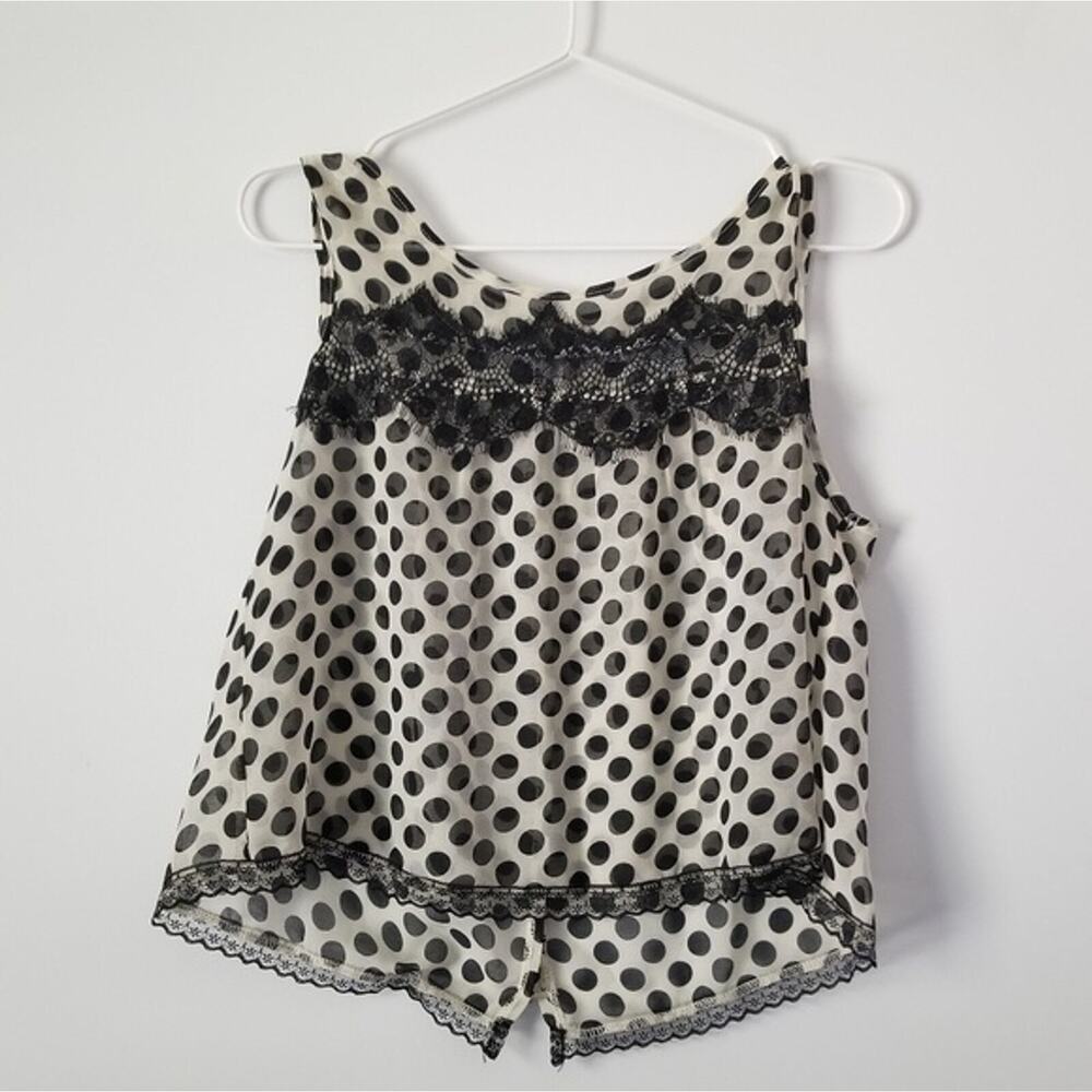 Black and White Polka Dot Crop Blouse size Medium